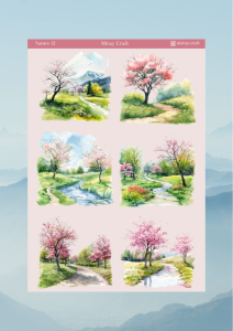 1 Adet Doğa Temalı Sticker Seti – 12x17 cm | Bullet Journal, Scrapbook, Ajanda ve Planlayıcı İçin