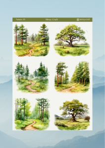 1 Adet Doğa Temalı Sticker Seti – 12x17 cm | Bullet Journal, Scrapbook, Ajanda ve Planlayıcı İçin