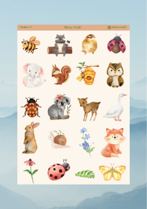 1 Adet Doğa Temalı Sticker Seti – 12x17 cm | Bullet Journal, Scrapbook, Ajanda ve Planlayıcı İçin