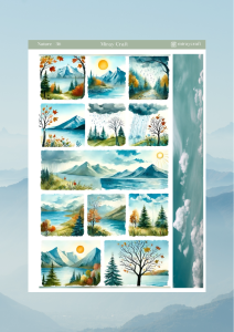 1 Adet Doğa Temalı Sticker Seti – 12x17 cm | Bullet Journal, Scrapbook, Ajanda ve Planlayıcı İçin