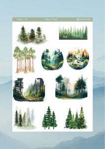1 Adet Doğa Temalı Sticker Seti – 12x17 cm | Bullet Journal, Scrapbook, Ajanda ve Planlayıcı İçin