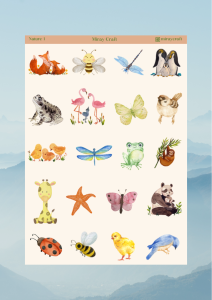 1 Adet Doğa Temalı Sticker Seti – 12x17 cm | Bullet Journal, Scrapbook, Ajanda ve Planlayıcı İçin