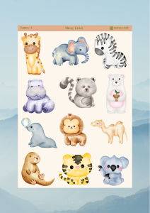 1 Adet Doğa Temalı Sticker Seti – 12x17 cm | Bullet Journal, Scrapbook, Ajanda ve Planlayıcı İçin