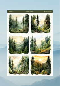 1 Adet Doğa Temalı Sticker Seti – 12x17 cm | Bullet Journal, Scrapbook, Ajanda ve Planlayıcı İçin