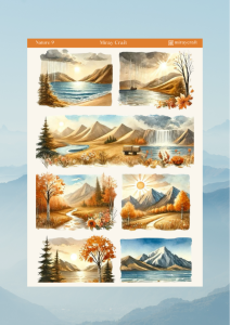 1 Adet Doğa Temalı Sticker Seti – 12x17 cm | Bullet Journal, Scrapbook, Ajanda ve Planlayıcı İçin