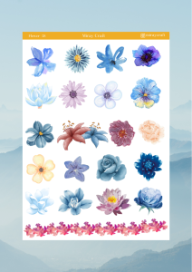 1 Sayfa Çiçek Temalı 12*17 cm Sticker /Scrapbook, Bullet Journal, Planlayıcı, Defter