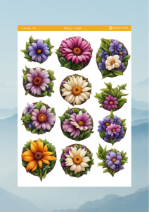 1 Sayfa Çiçek Temalı 12*17 cm Sticker /Scrapbook, Bullet Journal, Planlayıcı, Defter
