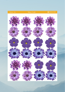 1 Sayfa Çiçek Temalı 12*17 cm Sticker /Scrapbook, Bullet Journal, Planlayıcı, Defter