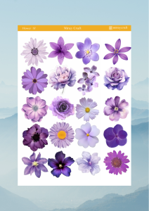 1 Sayfa Çiçek Temalı 12*17 cm Sticker /Scrapbook, Bullet Journal, Planlayıcı, Defter