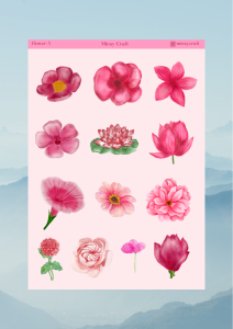 1 Sayfa Çiçek Temalı 12*17 cm Sticker /Scrapbook, Bullet Journal, Planlayıcı, Defter
