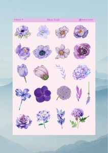 1 Sayfa Çiçek Temalı 12*17 cm Sticker /Scrapbook, Bullet Journal, Planlayıcı, Defter