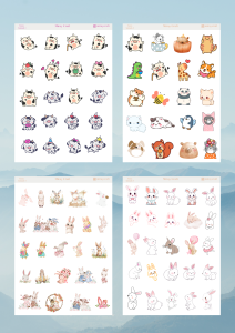 4'lü Sevimli Hayvanlar Temalı Sticker Set/bullet Journal, Scrapbook, Ajanda, Planlayıcı, Defter Için