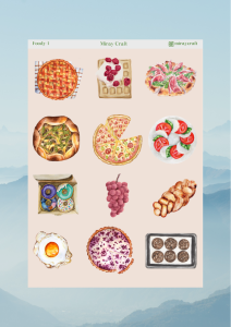 1 Adet Yemek Temalı 12*17 CM Sticker 12x17 cm | Bullet Journal, Scrapbook, Ajanda ve Planlayıcı İçin