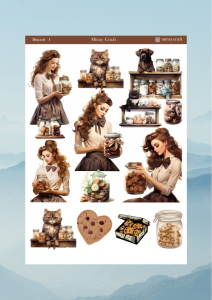 1 Adet Bisküvi Temalı Sticker Sayfası – Journal & Planner (12×17 cm)