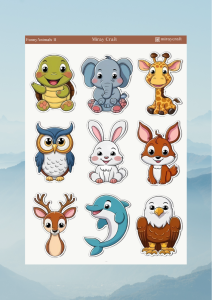 1 Adet Sevimli Hayvanlar Temalı Sticker (12x17 cm) Bullet Journal,Scrapbook, Ajanda, Planlayıcı için