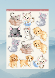 1 Adet Sevimli Hayvanlar Temalı Sticker (12x17 cm) Bullet Journal,Scrapbook, Ajanda, Planlayıcı için