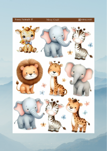 1 Adet Sevimli Hayvanlar Temalı Sticker (12x17 cm) Bullet Journal,Scrapbook, Ajanda, Planlayıcı için