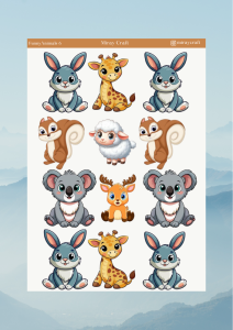 1 Adet Sevimli Hayvanlar Temalı Sticker (12x17 cm) Bullet Journal,Scrapbook, Ajanda, Planlayıcı için