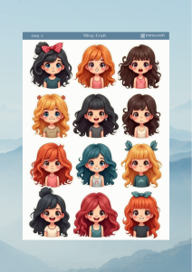 1 Adet Girl Temalı Anime İllüstrasyon Sticker (12x17 cm) Bullet Journal, Scrapbook, Ajanda İçin