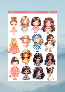1 Adet Girl Temalı Anime İllüstrasyon Sticker (12x17 cm) Bullet Journal, Scrapbook, Ajanda İçin