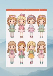 1 Adet Girl Temalı Anime İllüstrasyon Sticker (12x17 cm) Bullet Journal, Scrapbook, Ajanda İçin