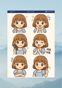 1 Adet Girl Temalı Anime İllüstrasyon Sticker (12x17 cm) Bullet Journal, Scrapbook, Ajanda İçin