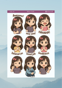 1 Adet Girl Temalı Anime İllüstrasyon Sticker (12x17 cm) Bullet Journal, Scrapbook, Ajanda İçin