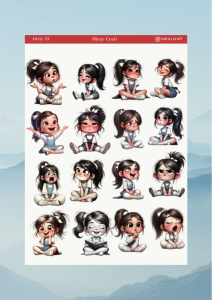 1 Adet Girl Temalı Anime İllüstrasyon Sticker (12x17 cm) Bullet Journal, Scrapbook, Ajanda İçin