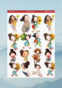 1 Adet Girl Temalı Anime İllüstrasyon Sticker (12x17 cm) Bullet Journal, Scrapbook, Ajanda İçin