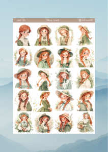 1 Adet Girl Temalı Anime İllüstrasyon Sticker (12x17 cm) Bullet Journal, Scrapbook, Ajanda İçin