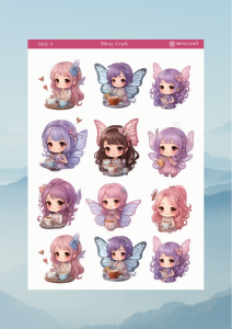 1 Adet Girl Temalı Anime İllüstrasyon Sticker (12x17 cm) Bullet Journal, Scrapbook, Ajanda İçin
