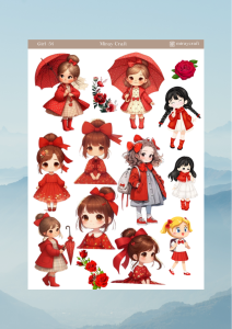 1 Adet Girl Temalı Anime İllüstrasyon Sticker (12x17 cm) Bullet Journal, Scrapbook, Ajanda İçin