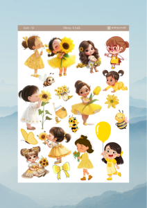 1 Adet Girl Temalı Anime İllüstrasyon Sticker (12x17 cm) Bullet Journal, Scrapbook, Ajanda İçin