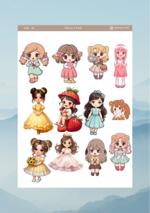 1 Adet Girl Temalı Anime İllüstrasyon Sticker (12x17 cm) Bullet Journal, Scrapbook, Ajanda İçin