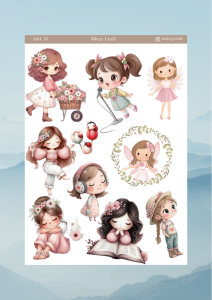 1 Adet Girl Temalı Anime İllüstrasyon Sticker (12x17 cm) Bullet Journal, Scrapbook, Ajanda İçin