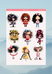 1 Adet Girl Temalı Anime İllüstrasyon Sticker (12x17 cm) Bullet Journal, Scrapbook, Ajanda İçin