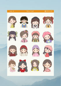 1 Adet Girl Temalı Anime İllüstrasyon Sticker (12x17 cm) Bullet Journal, Scrapbook, Ajanda İçin