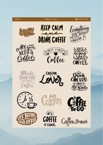 1 Adet Kahve Temalı Sticker – 12x17 cm Scrapbook, Bullet Journal, Planlayıcı İçin