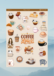 1 Adet Kahve Temalı Sticker – 12x17 cm Scrapbook, Bullet Journal, Planlayıcı İçin