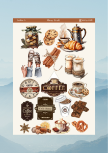 1 Adet Kahve Temalı Sticker – 12x17 cm Scrapbook, Bullet Journal, Planlayıcı İçin