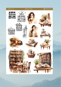 1 Adet Kahve Temalı Sticker – 12x17 cm Scrapbook, Bullet Journal, Planlayıcı İçin