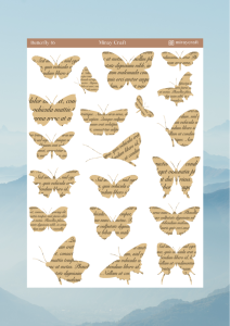 1 Sayfa Kelebek Temalı Sticker (12x17 cm) Bullet Journal,Scrapbook, Ajanda ve Planlayıcı İçin