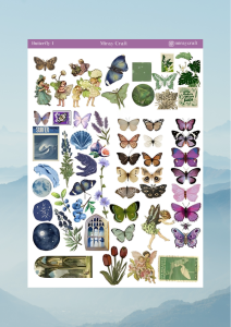 1 Sayfa Kelebek Temalı Sticker (12x17 cm) Bullet Journal,Scrapbook, Ajanda ve Planlayıcı İçin