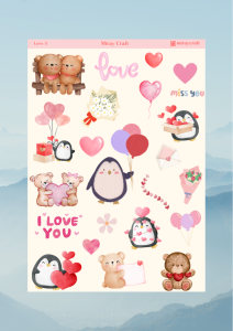 1 Adet Love Temalı Sticker (12x17 cm) Bullet Journal, Scrapbook, Ajanda ve Planlayıcı İçin
