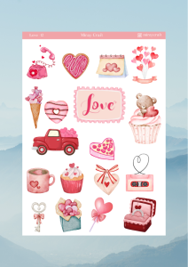 1 Adet Love Temalı Sticker (12x17 cm) Bullet Journal, Scrapbook, Ajanda ve Planlayıcı İçin
