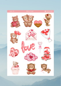 1 Adet Love Temalı Sticker (12x17 cm) Bullet Journal, Scrapbook, Ajanda ve Planlayıcı İçin