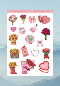 1 Adet Love Temalı Sticker (12x17 cm) Bullet Journal, Scrapbook, Ajanda ve Planlayıcı İçin