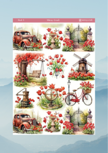 1 Adet Kırmızı Renk Temalı Sticker (12x17 cm) Bullet Journal, Scrapbook, Ajanda ve Planlayıcı İçin