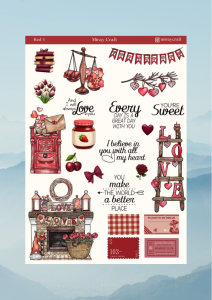 1 Adet Kırmızı Renk Temalı Sticker (12x17 cm) Bullet Journal, Scrapbook, Ajanda ve Planlayıcı İçin