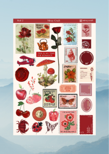 1 Adet Kırmızı Renk Temalı Sticker (12x17 cm) Bullet Journal, Scrapbook, Ajanda ve Planlayıcı İçin